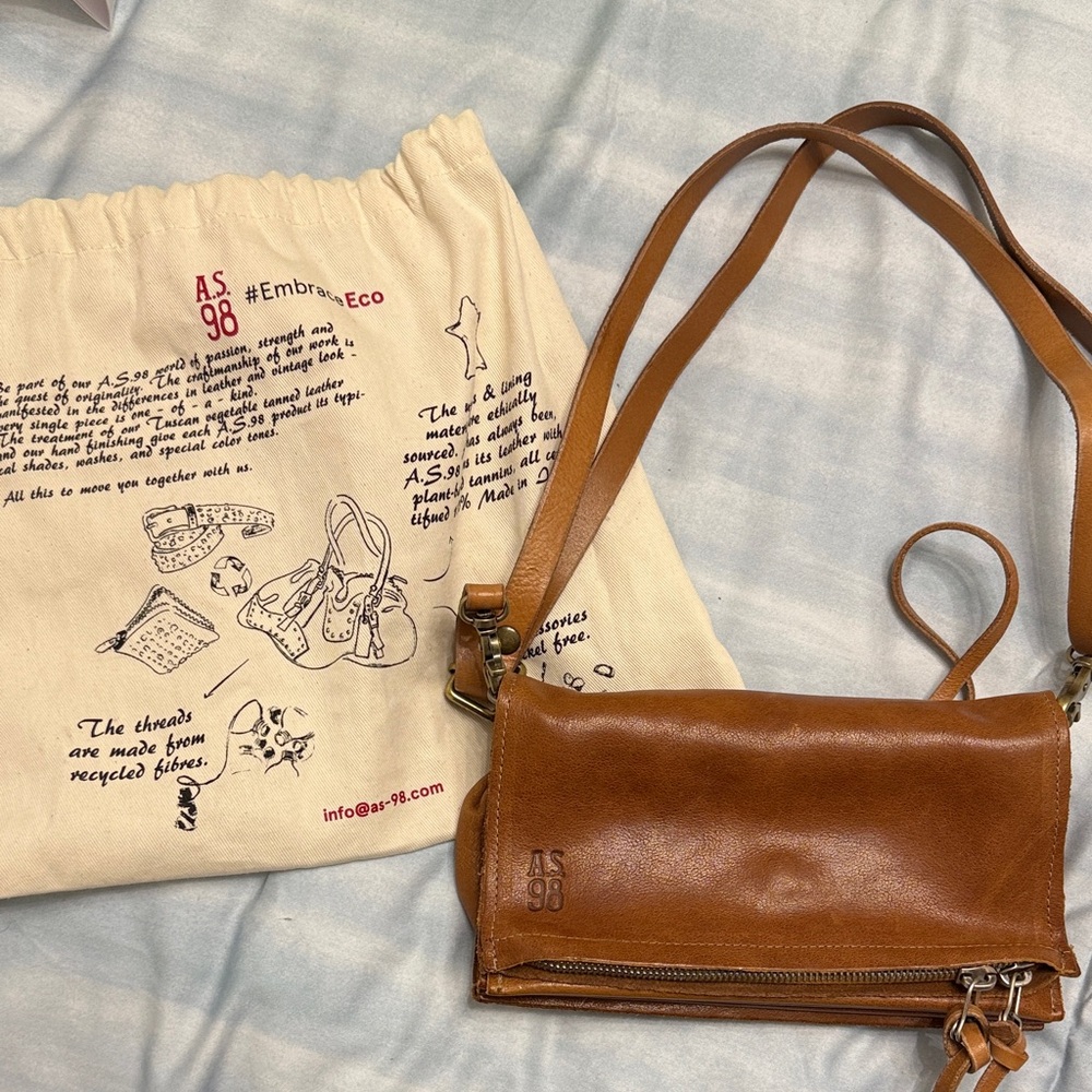 A.S.98 Tan Leather Shoulder Bag - Picture 3 of 8